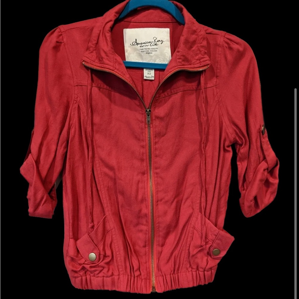 American rag red cropped jacket